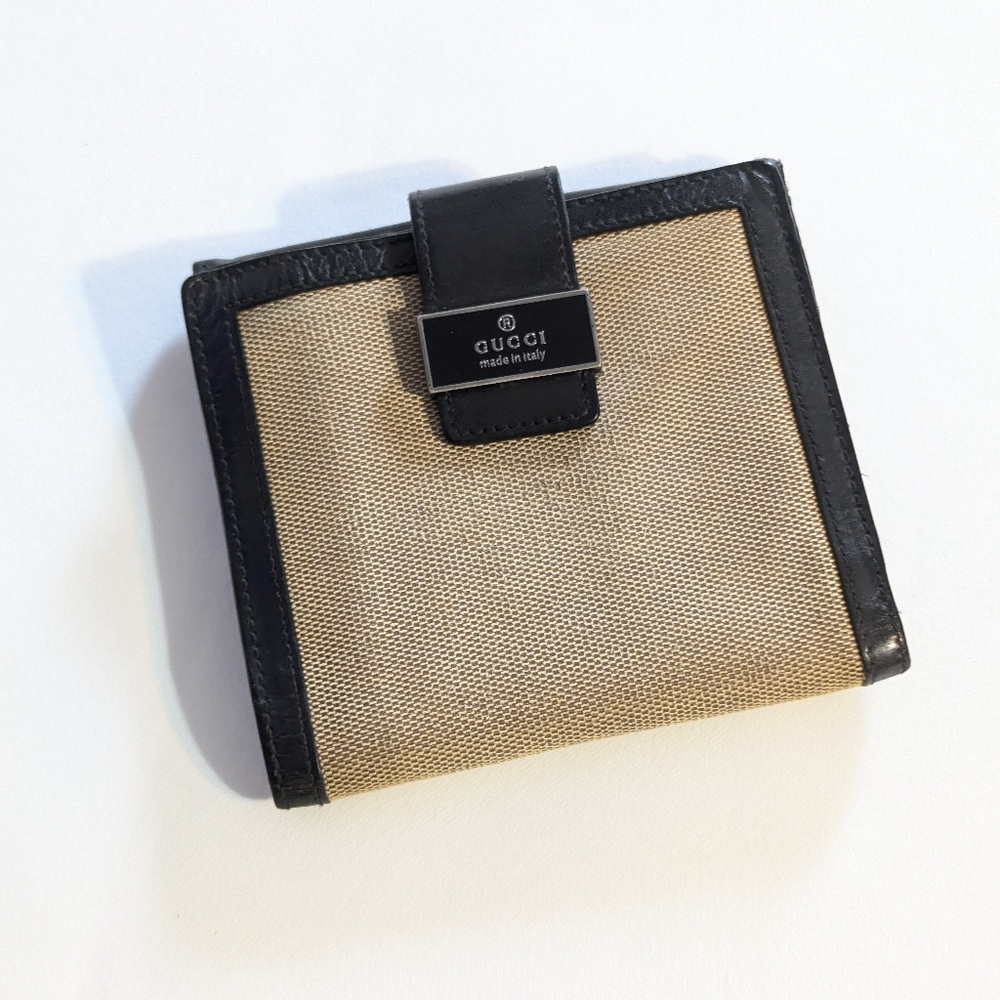 Gucci Vintage Leather & Canvas Wallet